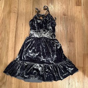 Grey velvet dance costume with built in brief